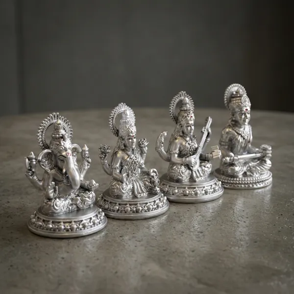 999_Pure_Silver_Plated_Ganesh_Lakshmi_Saraswati_Annapurnas_God_Idol
