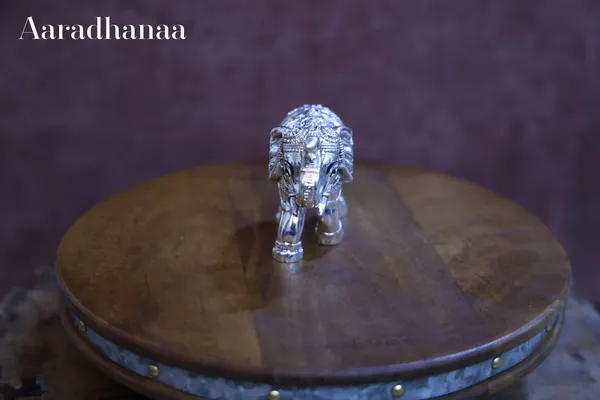 999_Pure_Silver_Plated_Vastu_Trunk_Up_Elephant_God_Idol