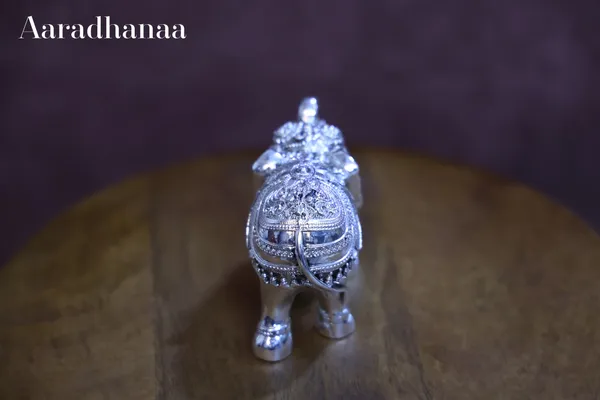 999_Pure_Silver_Plated_Vastu_Trunk_Up_Elephant_God_Idol