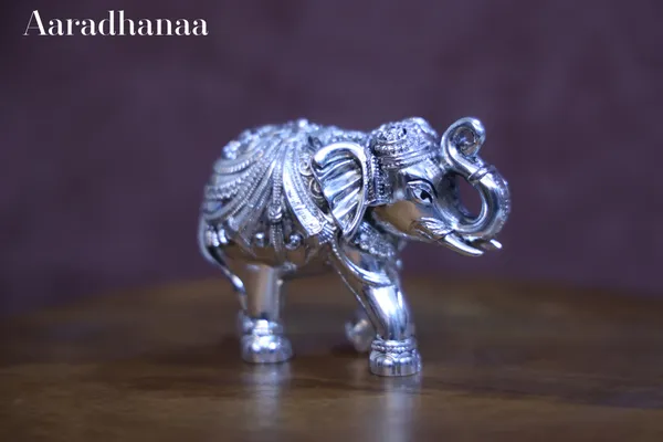 999_Pure_Silver_Plated_Vastu_Trunk_Up_Elephant_God_Idol