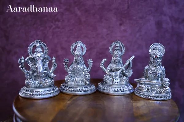 999_Pure_Silver_Plated_Ganesh_Lakshmi_Saraswati_Annapurnas_God_Idol