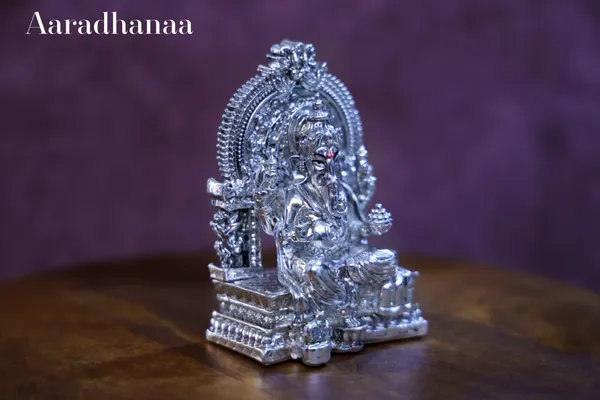 999_Pure_Silver_Plated_Ganesh_Virajman_On_Singhasan_God_Idol