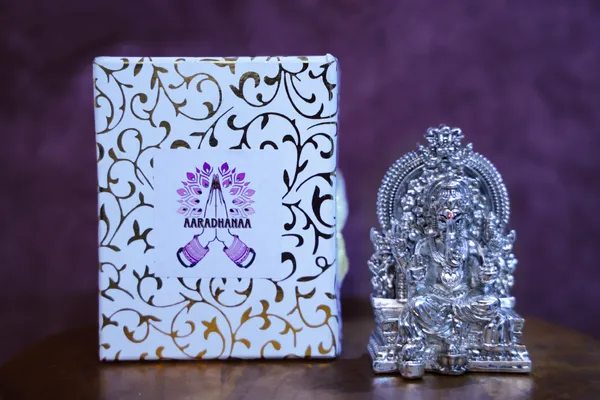999_Pure_Silver_Plated_Ganesh_Virajman_On_Singhasan_God_Idol