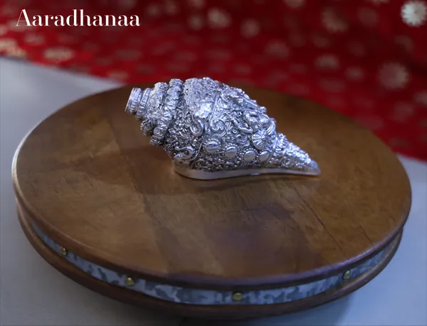 999_Pure_Silver_Plated_Ganesh_Shankh_(Conch)_God_Idol_(5_Inch)