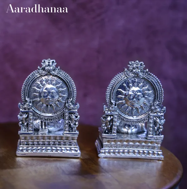 999_Pure_Silver_Plated_Ganesh_Lakshmi's_Virajman_On_Singhasan_God_Idol