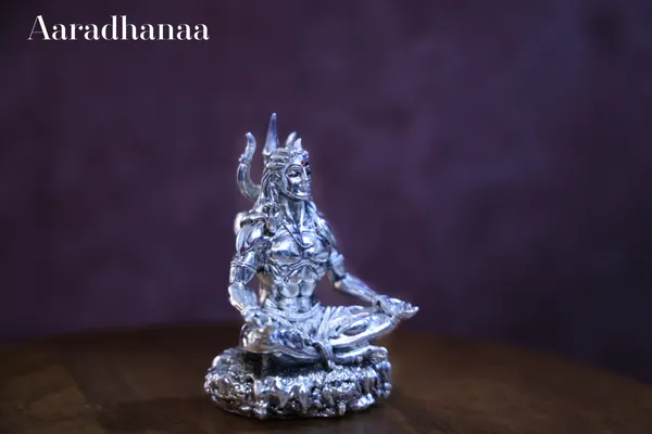 999_Pure_Silver_Plated_Lord_Shiva_Dhyana_Mudra_God_Idol