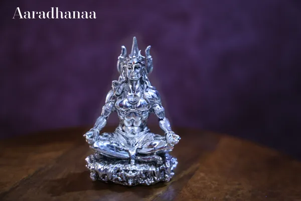 999_Pure_Silver_Plated_Lord_Shiva_Dhyana_Mudra_God_Idol