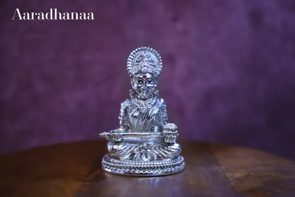 999_Pure_Silver_Plated_Sitting_Annapurna_God_Idol