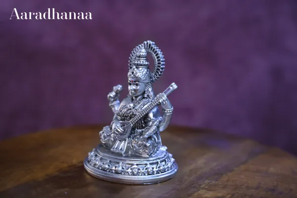 999_Pure_Silver_Plated_Goddess_Saraswati_Idol