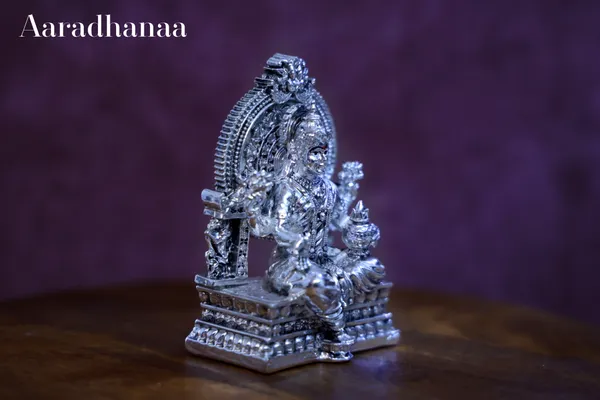 999_Pure_Silver_Plated_Goddess_Lakshmi_Virajman_On_Singhasan_God_Idol