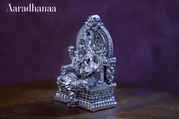999_Pure_Silver_Plated_Goddess_Lakshmi_Virajman_On_Singhasan_God_Idol