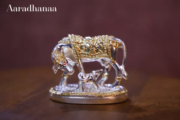 Gold_&_Silver_Plated_Kamdhenu_Cow_With_Calf_God_Idol
