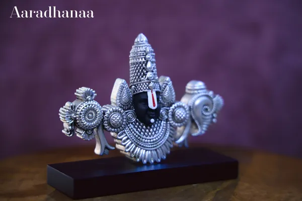 999_Pure_Silver_Plated_Lord_Balaji_Face_With_Base_God_Idol