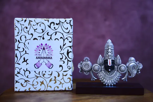 999_Pure_Silver_Plated_Lord_Balaji_Face_With_Base_God_Idol