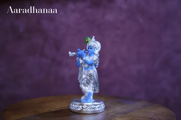 999_Pure_Silver_Plated_Krishna_Ji_Playing_Flute_God_Idol