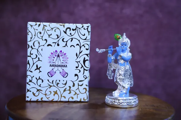 999_Pure_Silver_Plated_Krishna_Ji_Playing_Flute_God_Idol