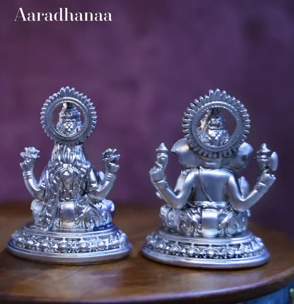 999_Pure_Silver_Plated_Ganesh_Lakshmi's_God_Idol