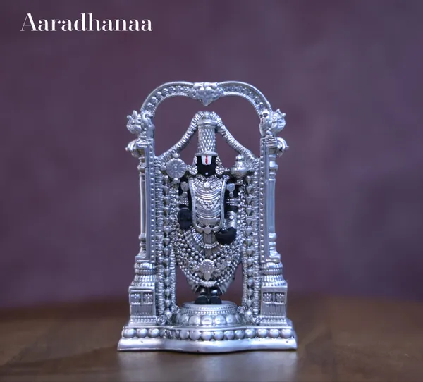 999_Pure_Silver_Plated_Lord_Balaji_(Srinivasa_Mangapuram)_God_Idol_(3_Inch)