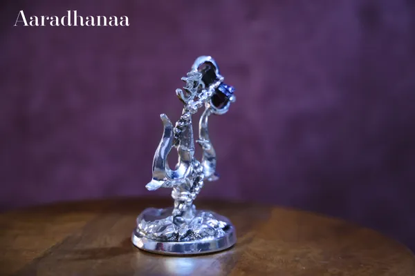 999_Pure_Silver_Plated_Lord_Shiva_Trishul_With_Damru_God_Idol