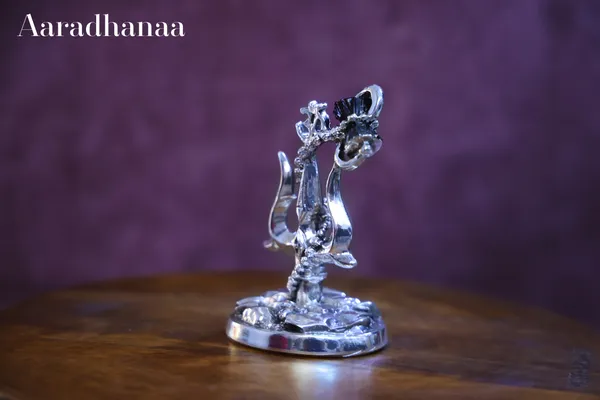 999_Pure_Silver_Plated_Lord_Shiva_Trishul_With_Damru_God_Idol
