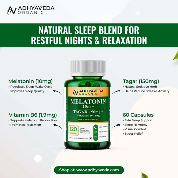 Organic_Melatonin_With_Tagar_&_Vitamin_B6_|_120_Veg_Capsules_|_Wellness_&_Sleep_Support_|_Non-Habit_Forming_&_Safe