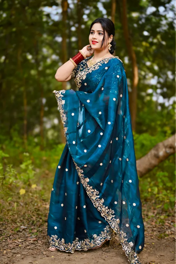 Blue_Premium_&_Elegant_Armani_Crepe__Satin_Saree_For_Women