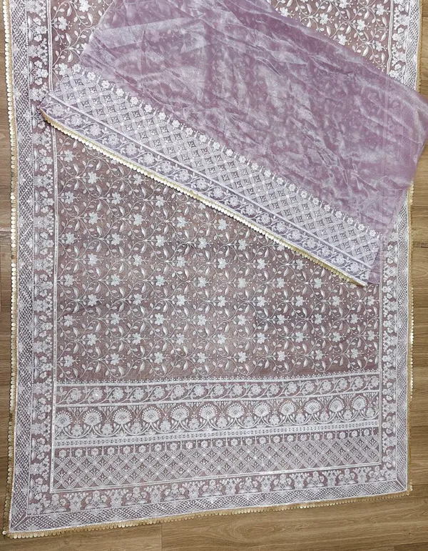 Women's_Lavender_Premium_Quality_Twill_Net_Embroidered_Sarees#NewConsept#TreditionalWear#PartyWearSarees