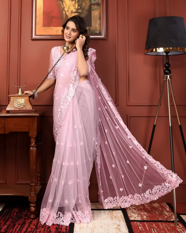 Women's_Pink_Premium_Qwality_Net_Embroidered_Sarees_#Fancy_Sarees_#New_Arrivals_Sarees_#_PartywearSarees_#Treditional_Sarees_#Net_Saree