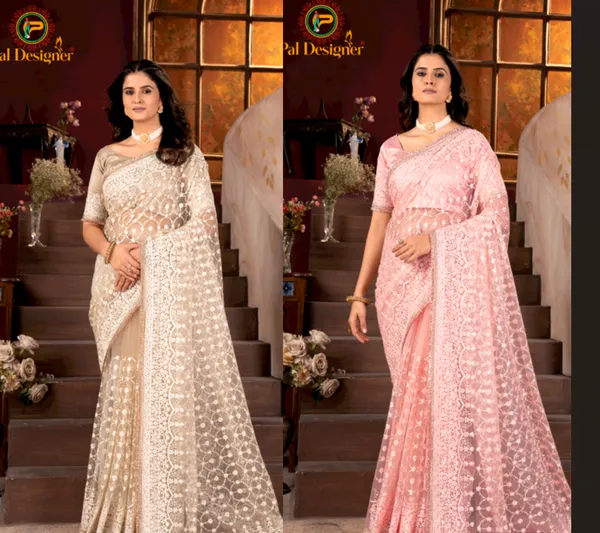 Peach_And_Cream_Preimium_&_Elegant_Georgette_Saree_With_Blouse_For_Women_(Pack_Of_2)