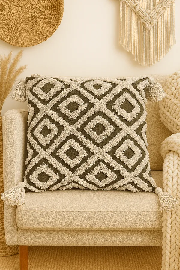 Green_And_Off_White_Slub_Cotton_Base_Tufted_Cushion_Cover_For_Sofa_Bed