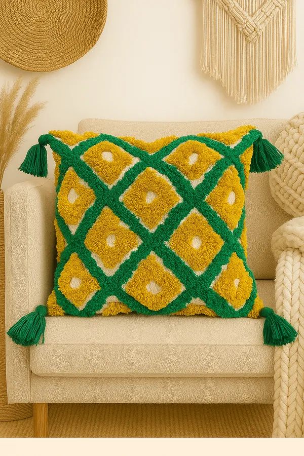 Off_White_And_Green_Yellow_Slub_Cotton_Base_Tufted_Cushion_Cover_For_Sofa_Bed