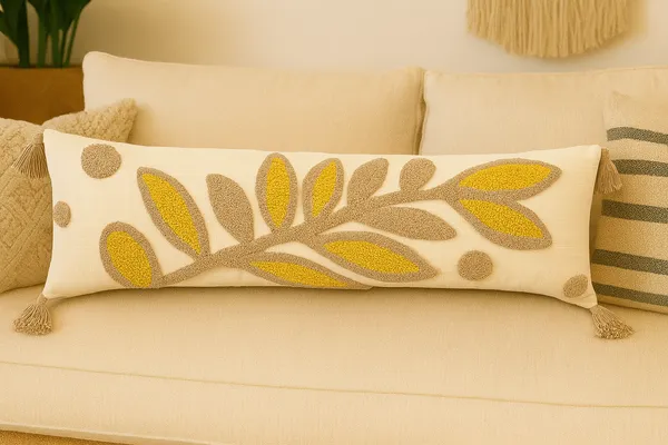 Off_White_And_Brown_Yellow_Slub_Cotton_Base_Lumbar_Cover_12_X_36_For_Sofa_Bed