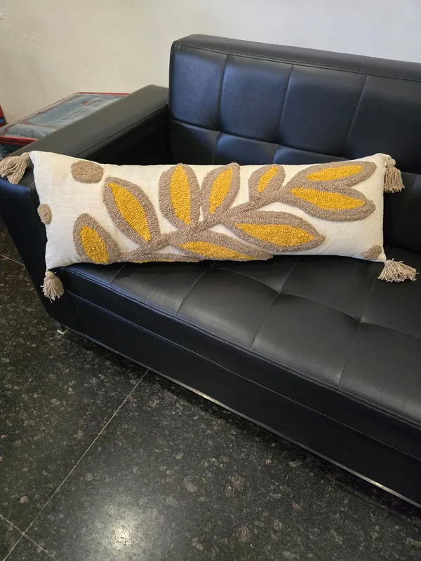 Off_White_And_Brown_Yellow_Slub_Cotton_Base_Lumbar_Cover_12_X_36_For_Sofa_Bed