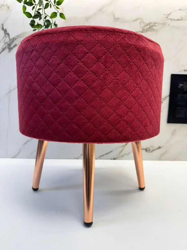 Maroon_And_Rose_Gold_Slub_Cotton_With_Wooden_Base_Soft_Furnishing_Poufs_For_Dining_Side_Table