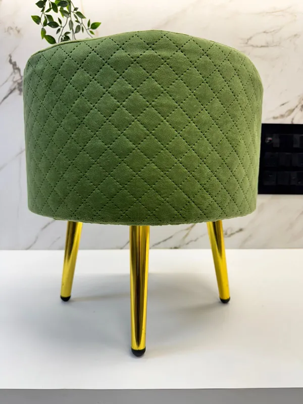 Green_And_Gold_Slub_Cotton_With_Wooden_Base_Soft_Furnishing_Poufs_For_Dining_Side_Table