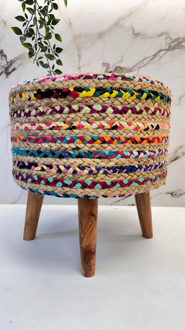 Multicolor_Slub_Cotton_With_Wooden_Base_Soft_Furnishing_Poufs_For_Dining_And_Side_Table
