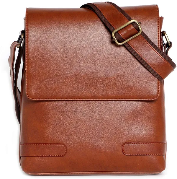 Tan_Synthetic_Leather_Solid_Zipper_Magnetic_Sling_Bag_For_Men_&_Women