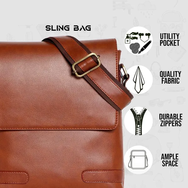 Tan_Synthetic_Leather_Solid_Zipper_Magnetic_Sling_Bag_For_Men_&_Women