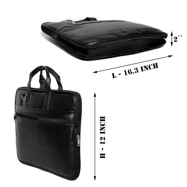 ZipCraze_Black_Messenger_Bag_Men_Office_Laptop_Bag_with_Shoulder_Strap_Expandable_Business_Briefcase_13.6inch