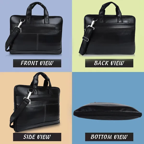 ZipCraze_Black_Messenger_Bag_Men_Office_Laptop_Bag_with_Shoulder_Strap_Expandable_Business_Briefcase_13.6inch