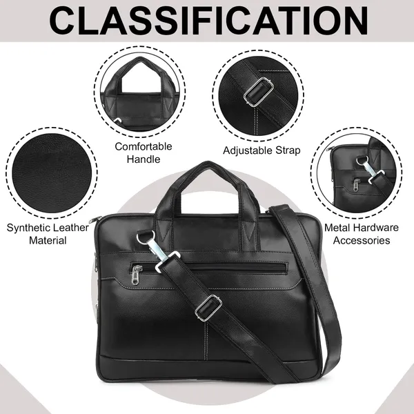 ZipCraze_Black_Messenger_Bag_Men_Office_Laptop_Bag_with_Shoulder_Strap_Expandable_Business_Briefcase_13.6inch
