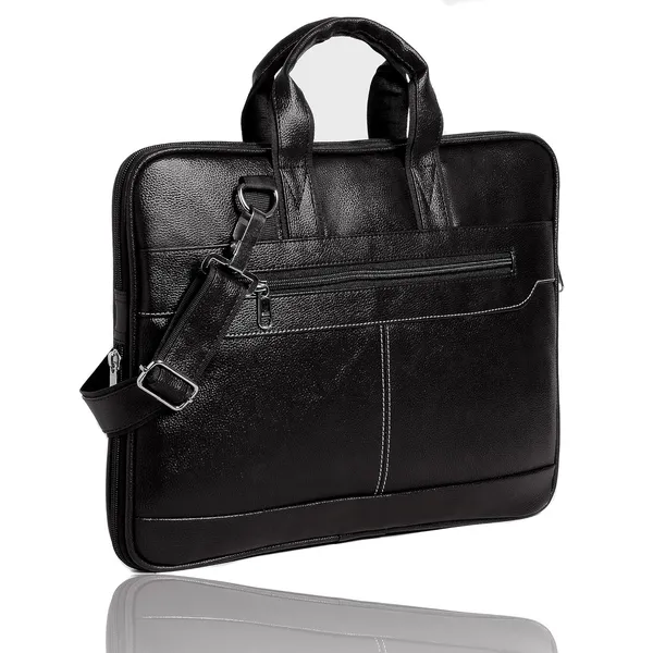 ZipCraze_Black_Messenger_Bag_Men_Office_Laptop_Bag_with_Shoulder_Strap_Expandable_Business_Briefcase_13.6inch