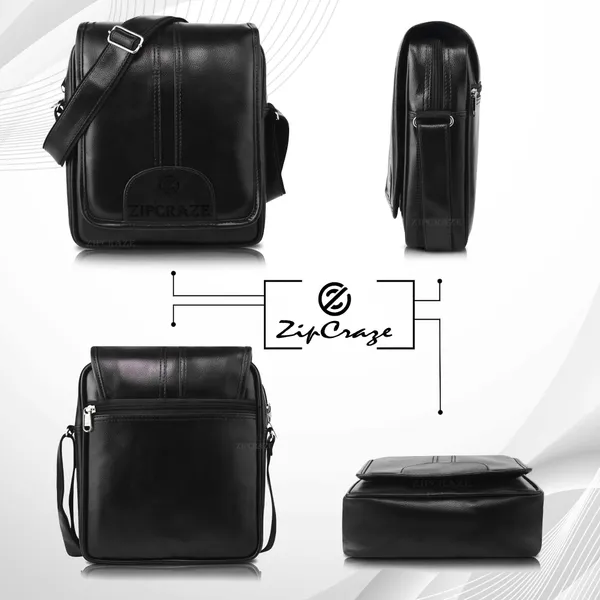 Black_Synthetic_Leather_Solid_Zipper_Sling_Bag_For_Men_And_Women