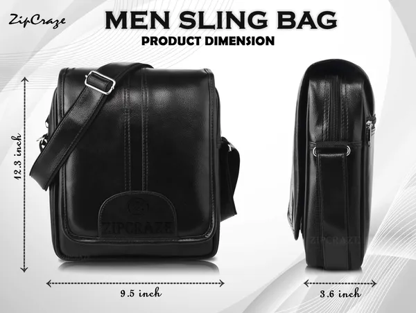 Black_Synthetic_Leather_Solid_Zipper_Sling_Bag_For_Men_And_Women