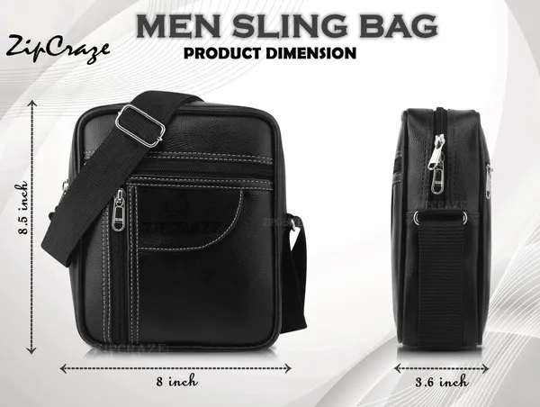 Black_Synthetic_Leather_Solid_Zipper_Sling_Bag_For_Men_And_Women