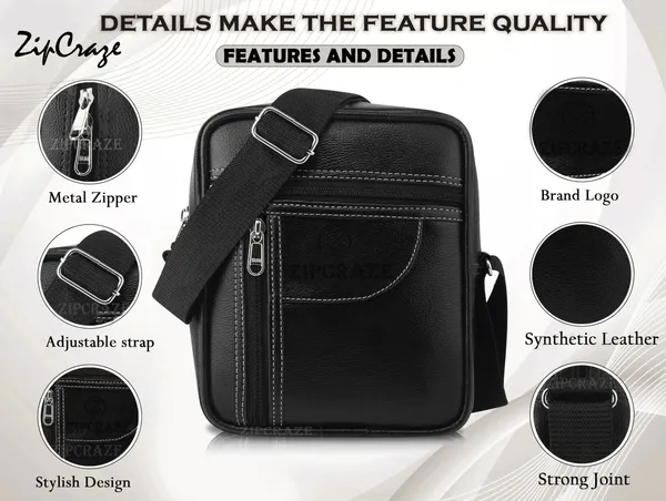 Black_Synthetic_Leather_Solid_Zipper_Sling_Bag_For_Men_And_Women