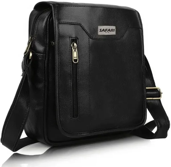 Black_Synthetic_Leather_Solid_Zipper_Sling_Bag_For_Men