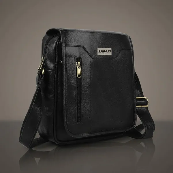 Black_Synthetic_Leather_Solid_Zipper_Sling_Bag_For_Men