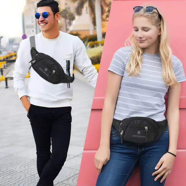 Black_Polyester_Solid_Zip_Waist_Bag_For_Men_And_Women