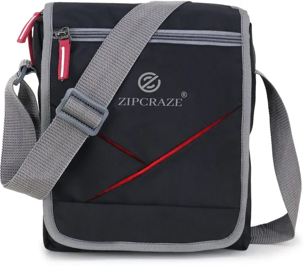 Black_And_Grey_Polyester_Solid_Zipper_Sling_Bag_For_Men